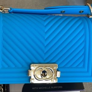 NWT blue Crossbody bag with gold accents